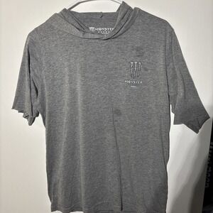 Monster‎ Energy Ultra Hoodie T-Shirt Gray M Short Sleeve Read Description